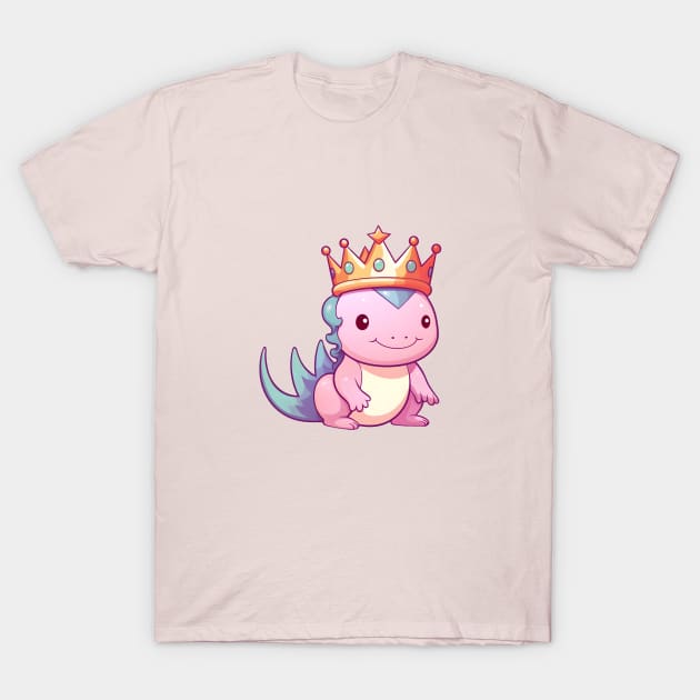 Regal Cartoon Axolotl Wearing a Gleaming Crown T-Shirt by AIHRGDesign